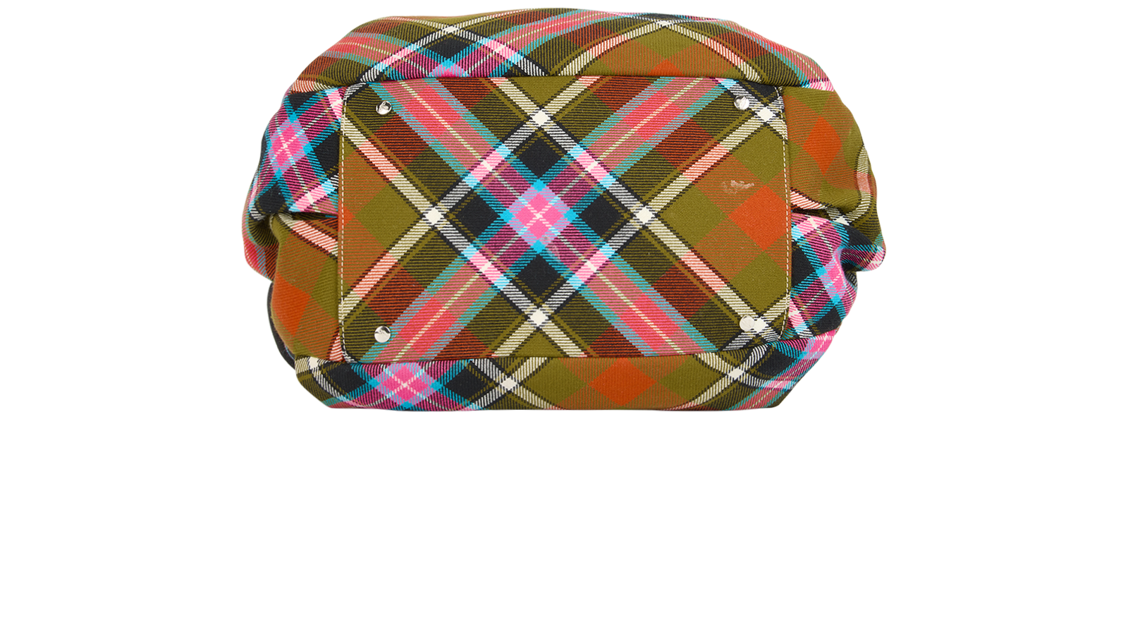 Winter Tartan Bowling Bag, &pound;140, Handbags, Black/Blue/Pink, Fabric/Leather, Top view